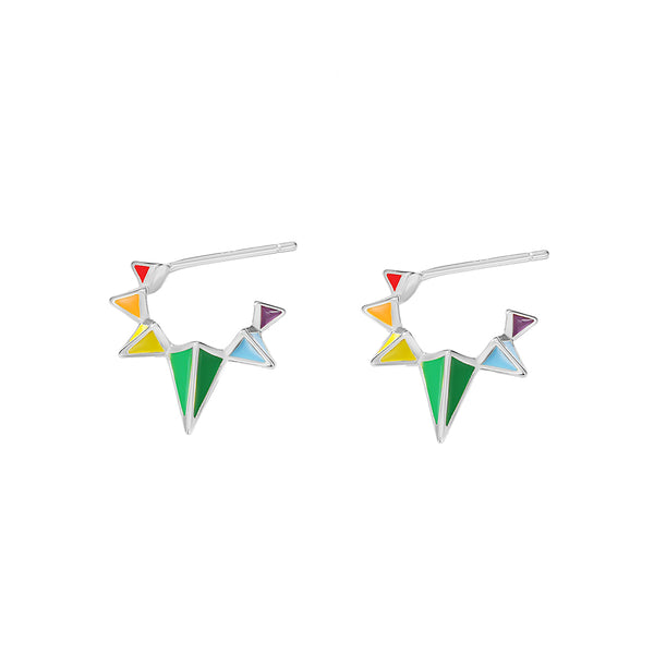 FE2918 925 Sterling Silver Colorful Enamel Rivets Hoop Earring