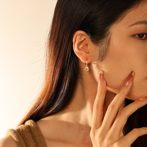 FE2727 925 Sterling Silver Zirconia Heart Dangle Earrings