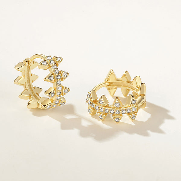 FE2227 925 Sterling Silver Pave Cubic Zirconia Awl Hoop Earrings