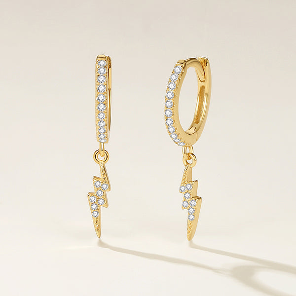 FE2150 925 Sterling Silver Full Cubic Zirconia Lightning Dangle Earrings