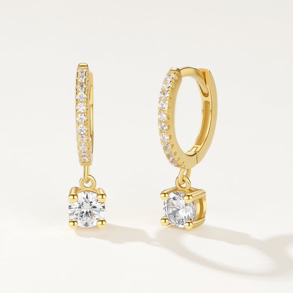 FE2166 925 Sterling Silver Round Cut Cubic Zirconia Drop Earrings