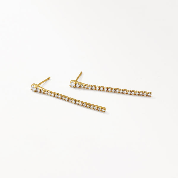 VFE0045 Cubic Zirconia Tennis Stud Chain Earrings