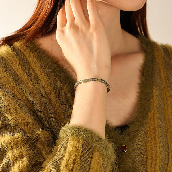 PB0156 925 Sterling Silver Natural Stone Charm Beads Bracelets