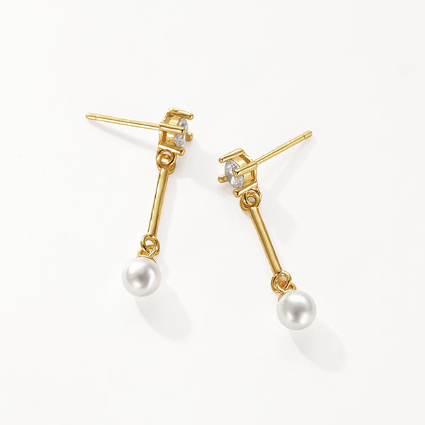 FE3110 CZ & Shell Pearl Drop Stud Earring