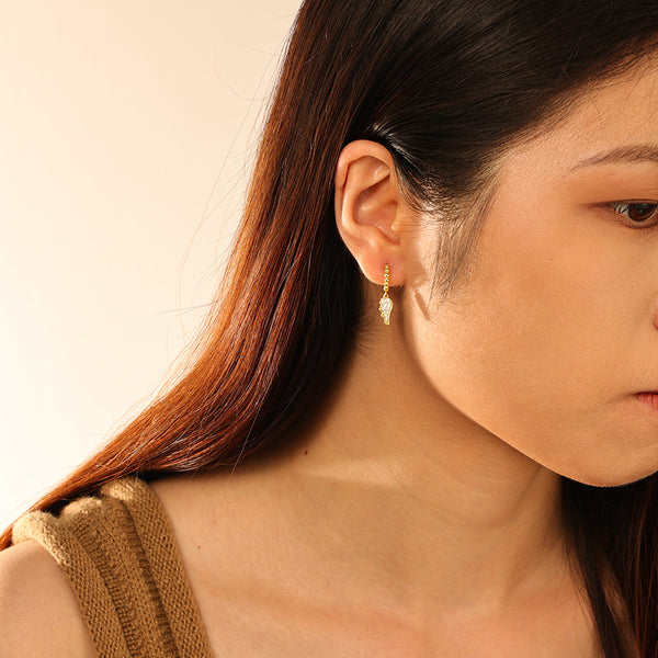 FE2876 925 Sterling Silver Crystal Wigs Dangle Hoop Earrings