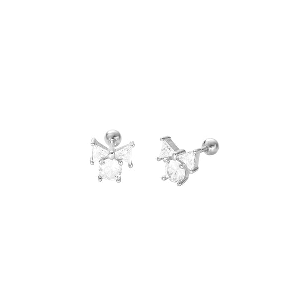FE2763 925 Sterling Silver Bow Screw Stud Earrings