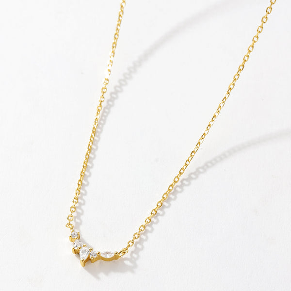 VFX0154 Marquise Waterdrop Round CZ Pendant Necklace