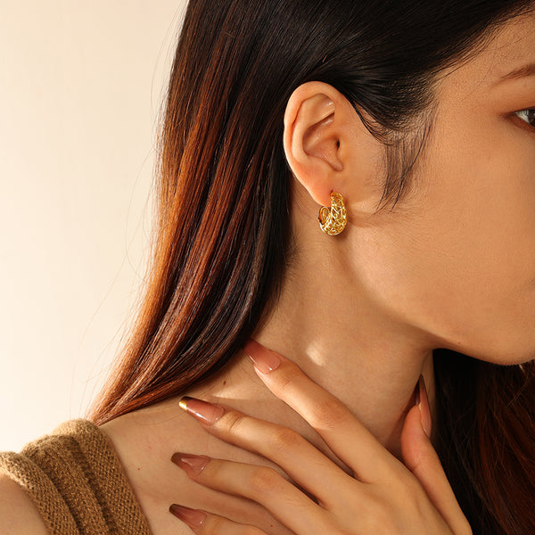 FE2869 925 Sterling Silver Cutout Stud Earrings