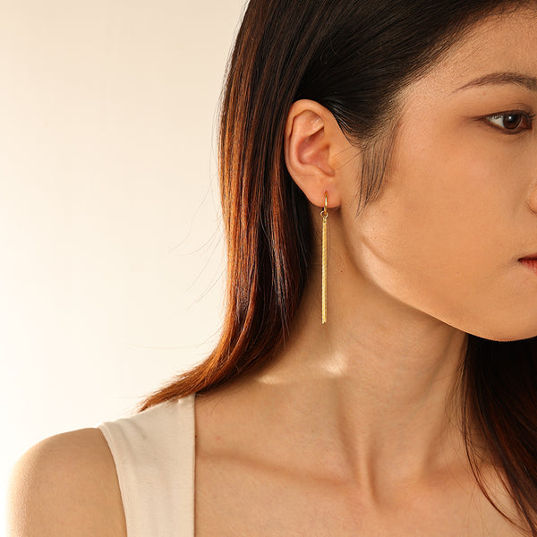 FE2956 925 Sterling Silver Long Tassel Hoop Earrings