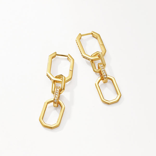 VFE0076 Triple Interlocking Geometric Hoop Earrings