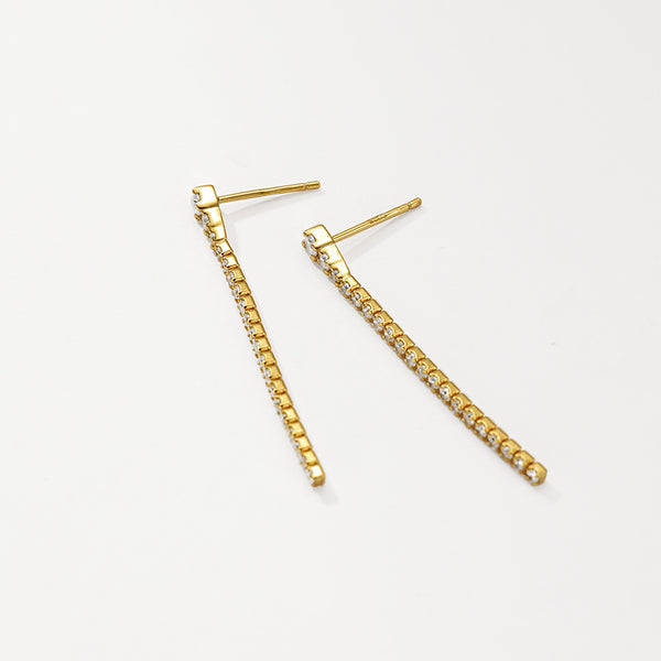 VFE0045 Cubic Zirconia Tennis Stud Chain Earrings