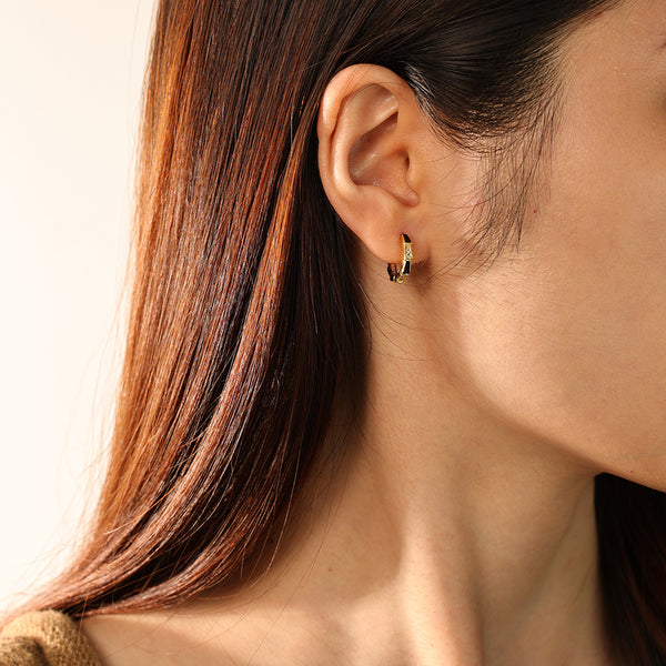 FE2762 925 Sterling Silver Enamel Hoop Earrings