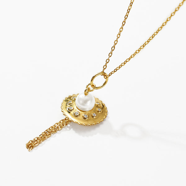 VFX0084 Statement Shell Pearl Pendant Necklace