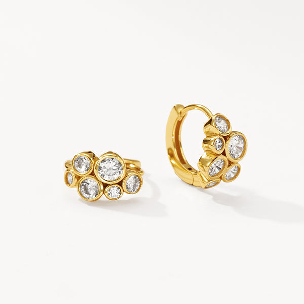 VFE0054 Cluster Bezel CZ Hoop Earrings