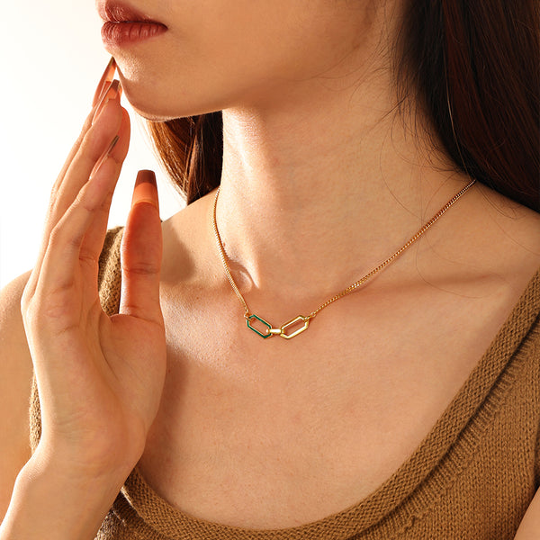 FX1184 925 Sterling Silver Double Buckle Necklace