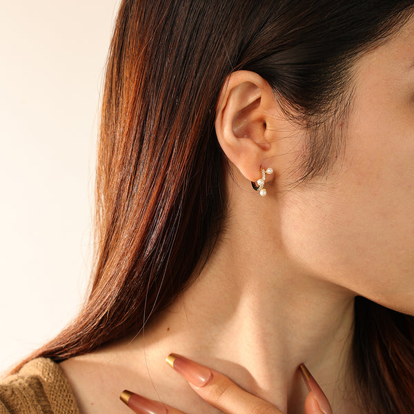 FE2794 925 Sterling Silver Shell Pearl Hoop Earring