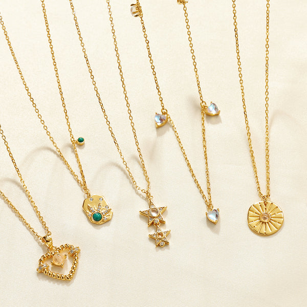 VFN0113 Coin Disc Moonstone Necklace