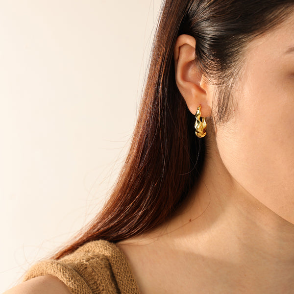 FE2822 925 Sterling Silver Twist Huggie Hoop Earrings