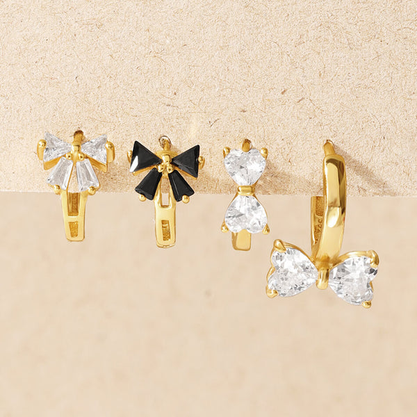 FE2769 Heart CZ Butterfly Bow Hoop Earrings