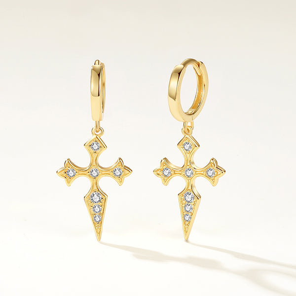 FE2109 FE2178 925 Sterling Silver Fashion Cross Pendant Hoop Earrings