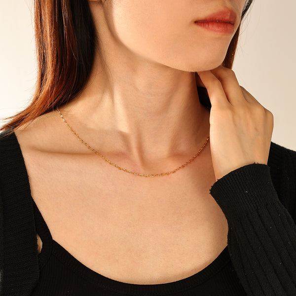 FX1290 925 Sterling Silver Heart Women Chain Necklace