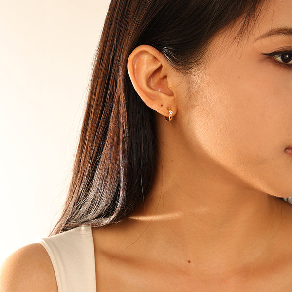 FE2932 925 Sterling Silver Geometric Infinity Hoop Earring