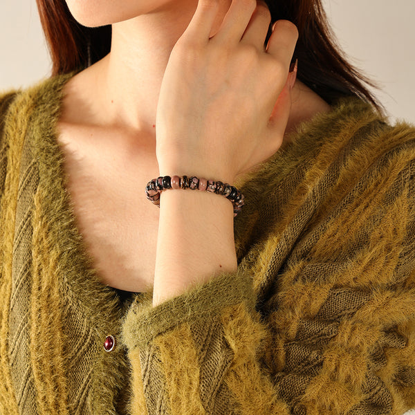 PB0136 925 Sterling Silver Charm Beaded Bracelete