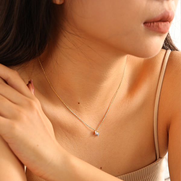 VFX0144 Milky Opal Pink Nano Butterfly Necklace
