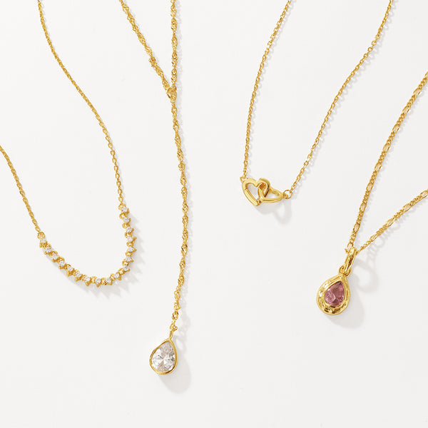 VFD0124 Pink Teardrop Cubic Zirconia Charm Pendant For Necklace Making