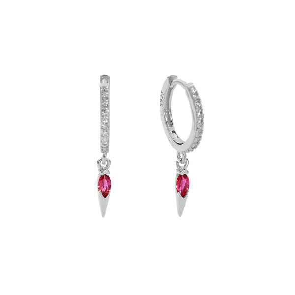 FE2742 925 Sterling Silver CZ Embellished Cone Dangle Hoop Earrings