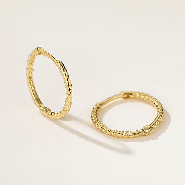 FE2113 FE2114 925 Sterling Silver Simple Twisted Hoop Earrings