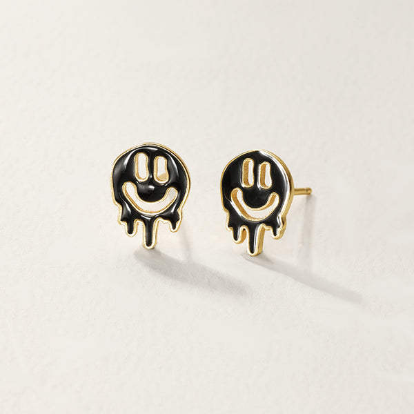 FE2775 925 Sterling Silver Colorful Enamel Melting Emiley Stud Earring