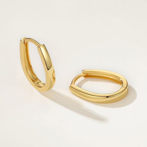 FE2161 925 Sterling Silver Minimalist Rectangle Hoop Earrings