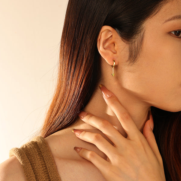 FE2800 925 Sterling Silver Punk Pentagon Tapered Earrings