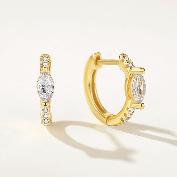 FE2157 925 Sterling Silver Luxury Marquise Zircon Hoop Earrings