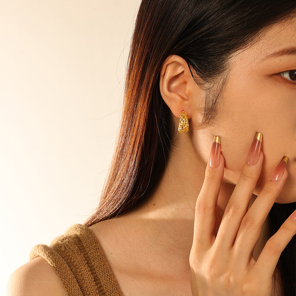 FE2869 925 Sterling Silver Cutout Stud Earrings