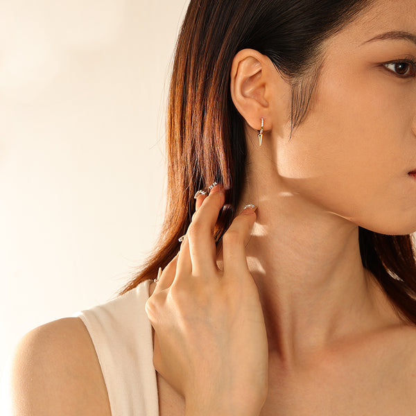 FE2960 925 Sterling Silver Zircon Rivet Dangle Earring