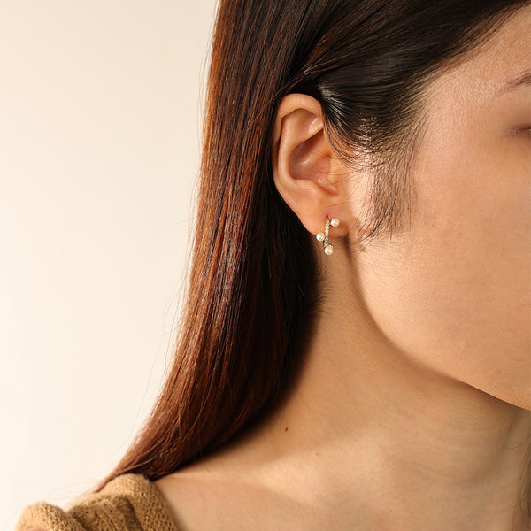 FE2794 925 Sterling Silver Shell Pearl Hoop Earring