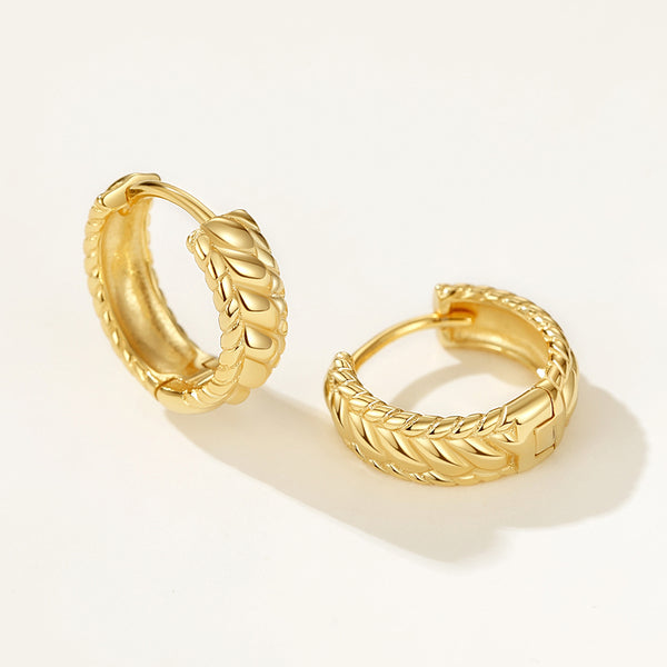 FE2194 925 Sterling Silver Simple Twisted Wide Hoop Earrings