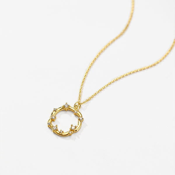 VFX0037 Pave Zirconia Big Circle Pendant Necklace