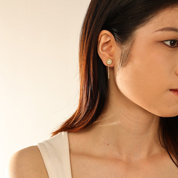 FE2949 925 Sterling Silver CZ Daisy Chain Stud Earring
