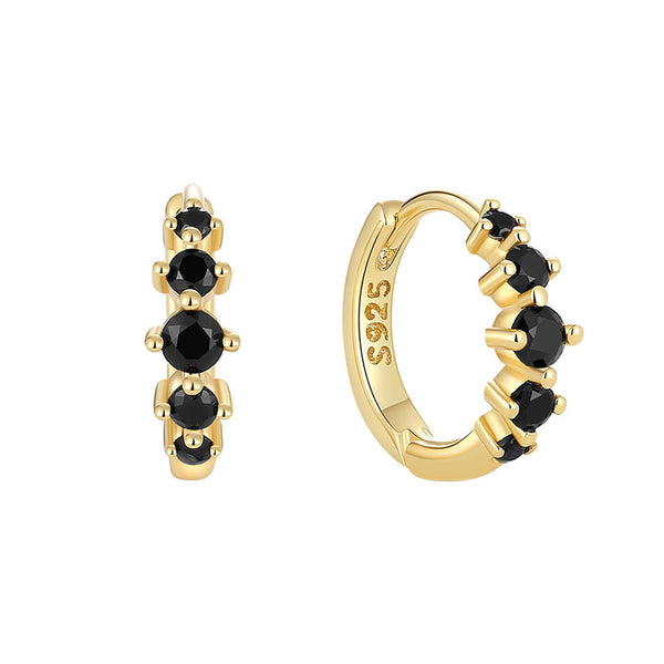 VFE0302 Black Zirconia Stone Huggie Hoop Earring