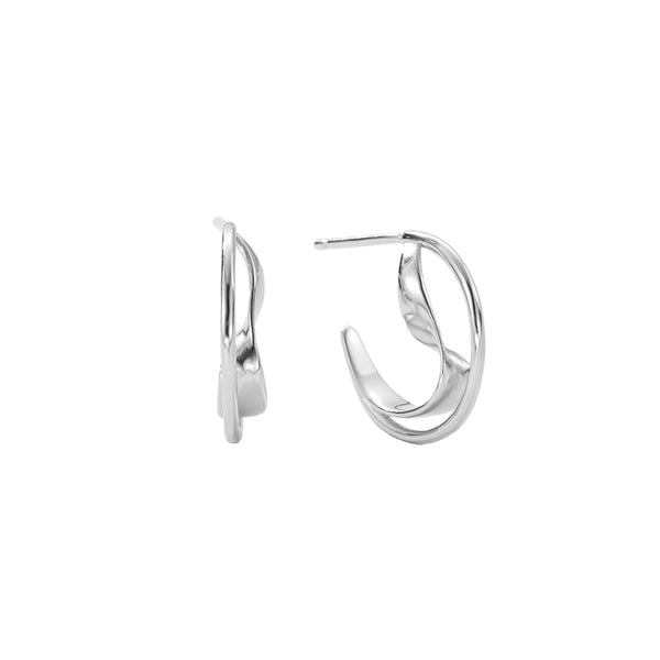 FE2890 925 Sterling Silver Simple Geometric Hoop Earrings