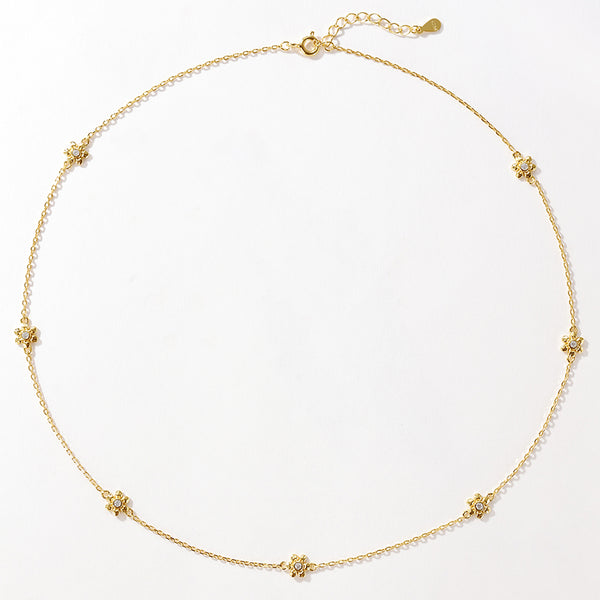 VFX0157 Seven Daisy Flower CZ Necklace