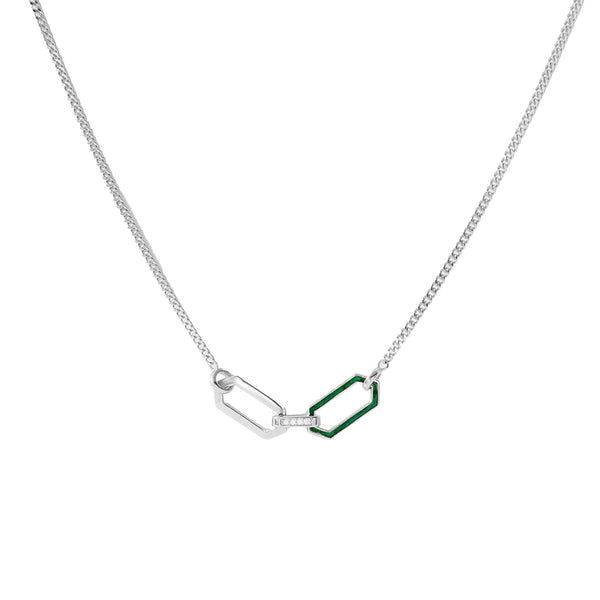 FX1184 925 Sterling Silver Double Buckle Necklace