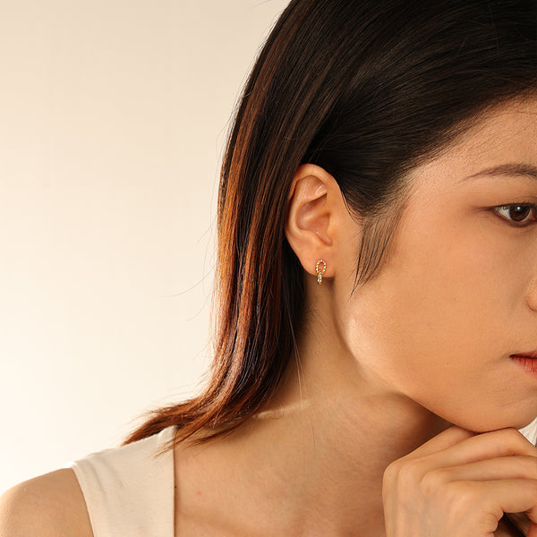 FE2958 925 Sterling Silver Braided Double Hoop Dangle Earring