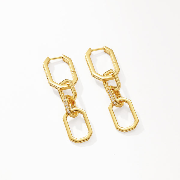 VFE0076 Triple Interlocking Geometric Hoop Earrings