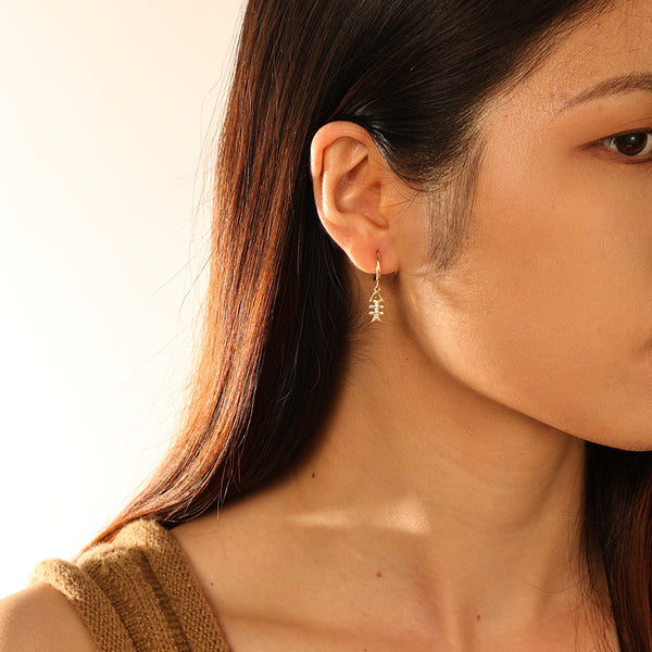 FE2716 925 Sterling Silver Zircon Herringbone Dangle Earrings