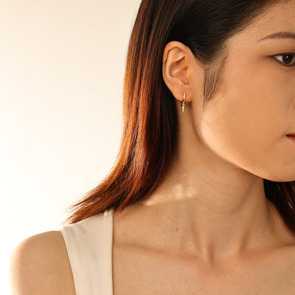 FE2960 925 Sterling Silver Zircon Rivet Dangle Earring