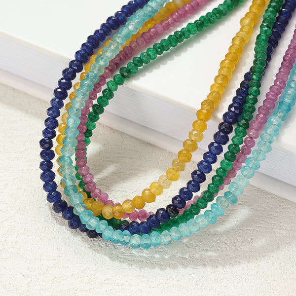 PB0129 925 Sterling Silver Ligh Bule Jade Beaded Bracelets